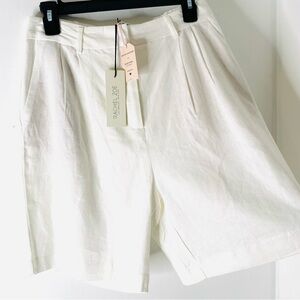 NWT Rachel Zoe Linen Pleated Shorts White